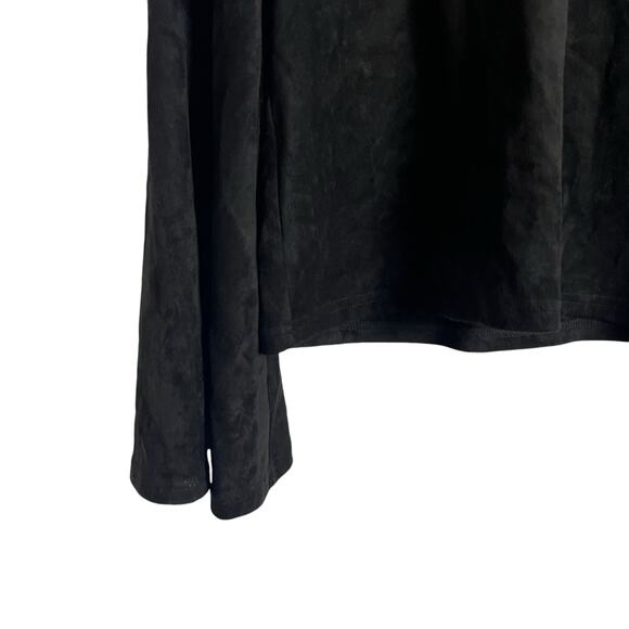 Design Lab Lord & Taylor Black Long Bell Sleeve Faux Suede Keyhole Top Size S - Picture 3 of 9
